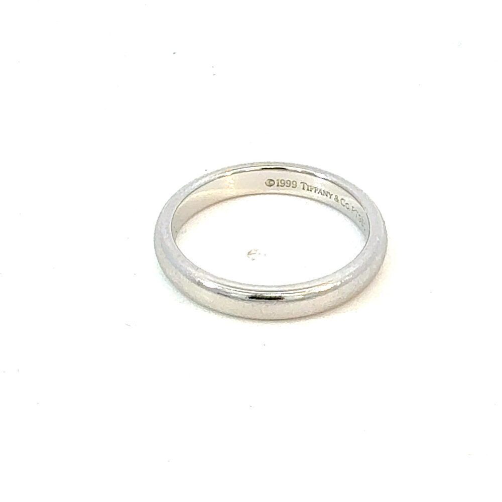 Tiffany & Co Platinum Band Ring Size 5, 3 mm Height Estate TIF924